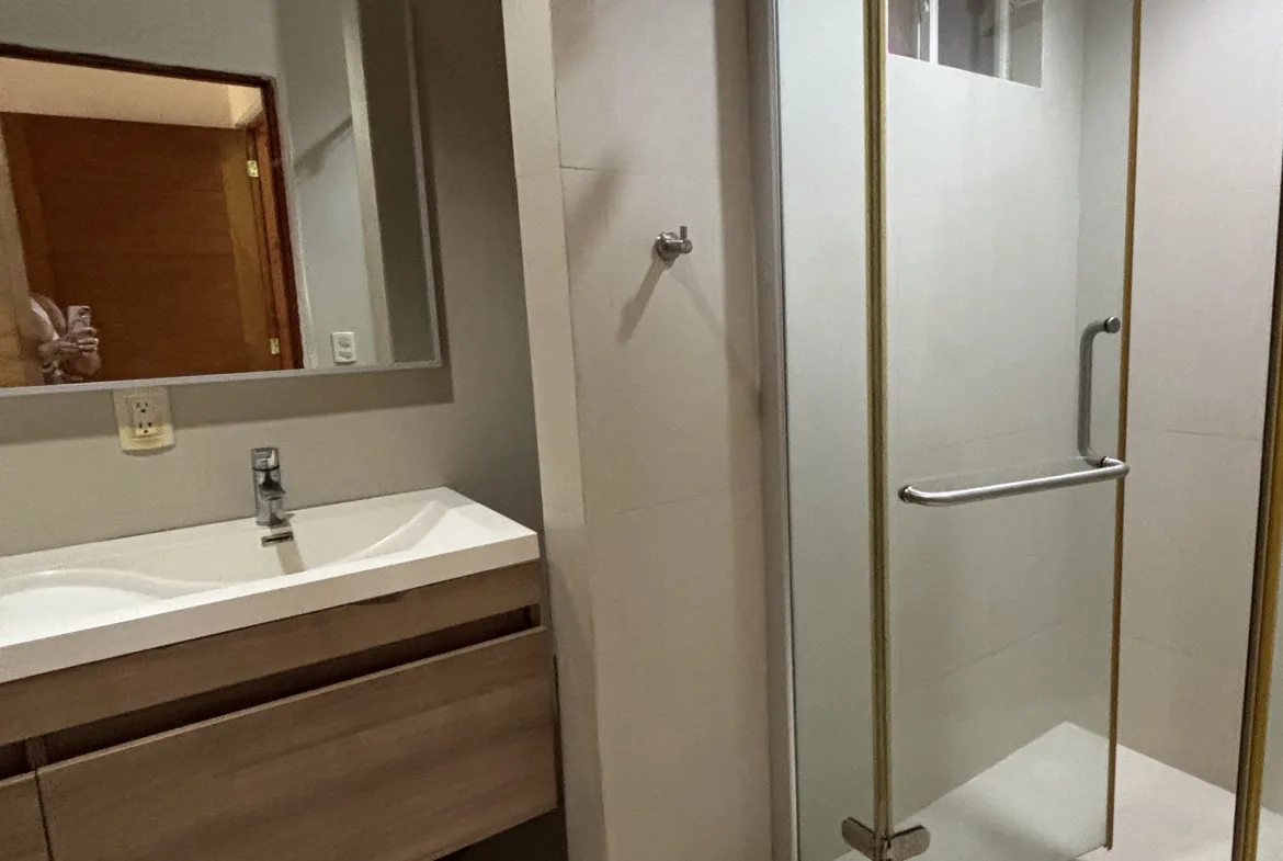 Bathroom with walk-in shower – 2-bedroom condo in Playacar Phase 2