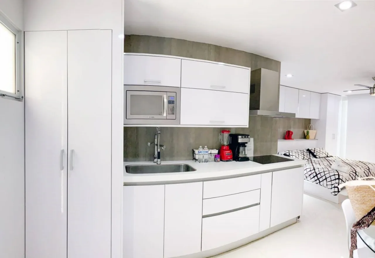 Kitchen with built-in appliances – 1-bedroom condo in Playa del Carmen