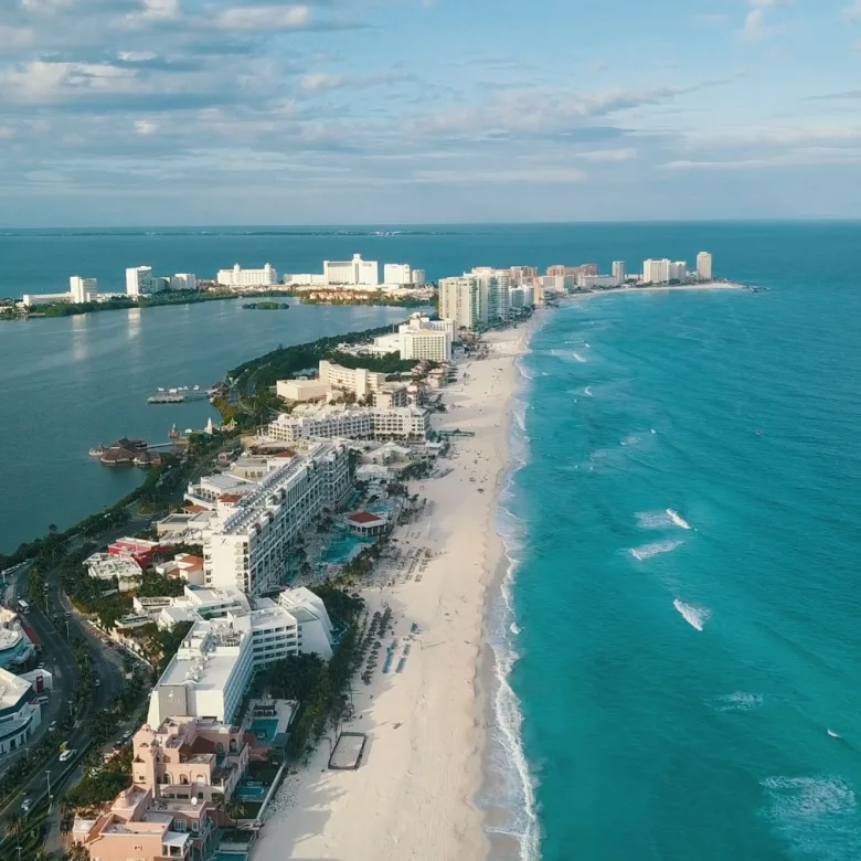 Aerial view of the Cancun Hotel Zone