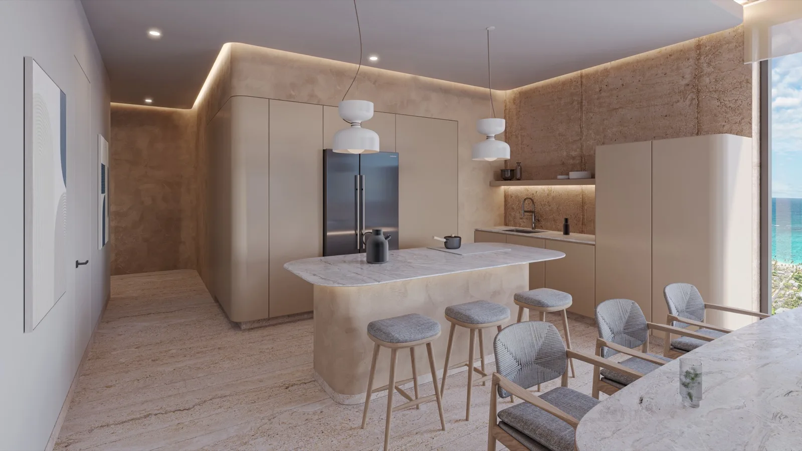 Departamento de 1 recámara frente al mar en venta en Puerto Morelos