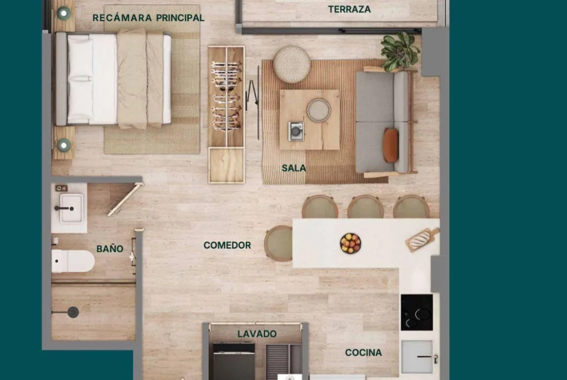 Departamento de 1 recámara en venta en Cancún