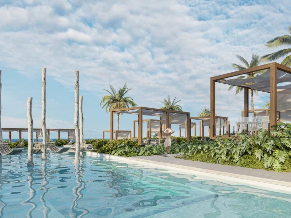 Departamento de 2 recámaras frente al mar en venta en Puerto Morelos