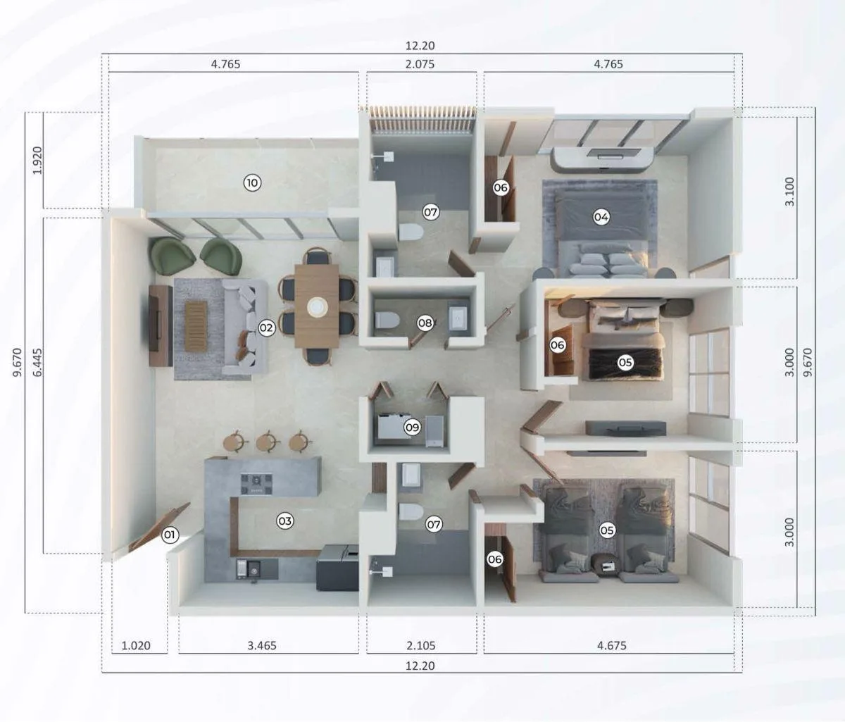 Departamento de 3 recámaras en venta en Playa del Carmen