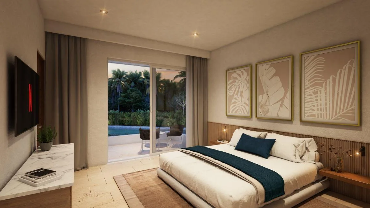 Departamento garden de 2 recámaras con piscina privada en venta en Puerto Aventuras