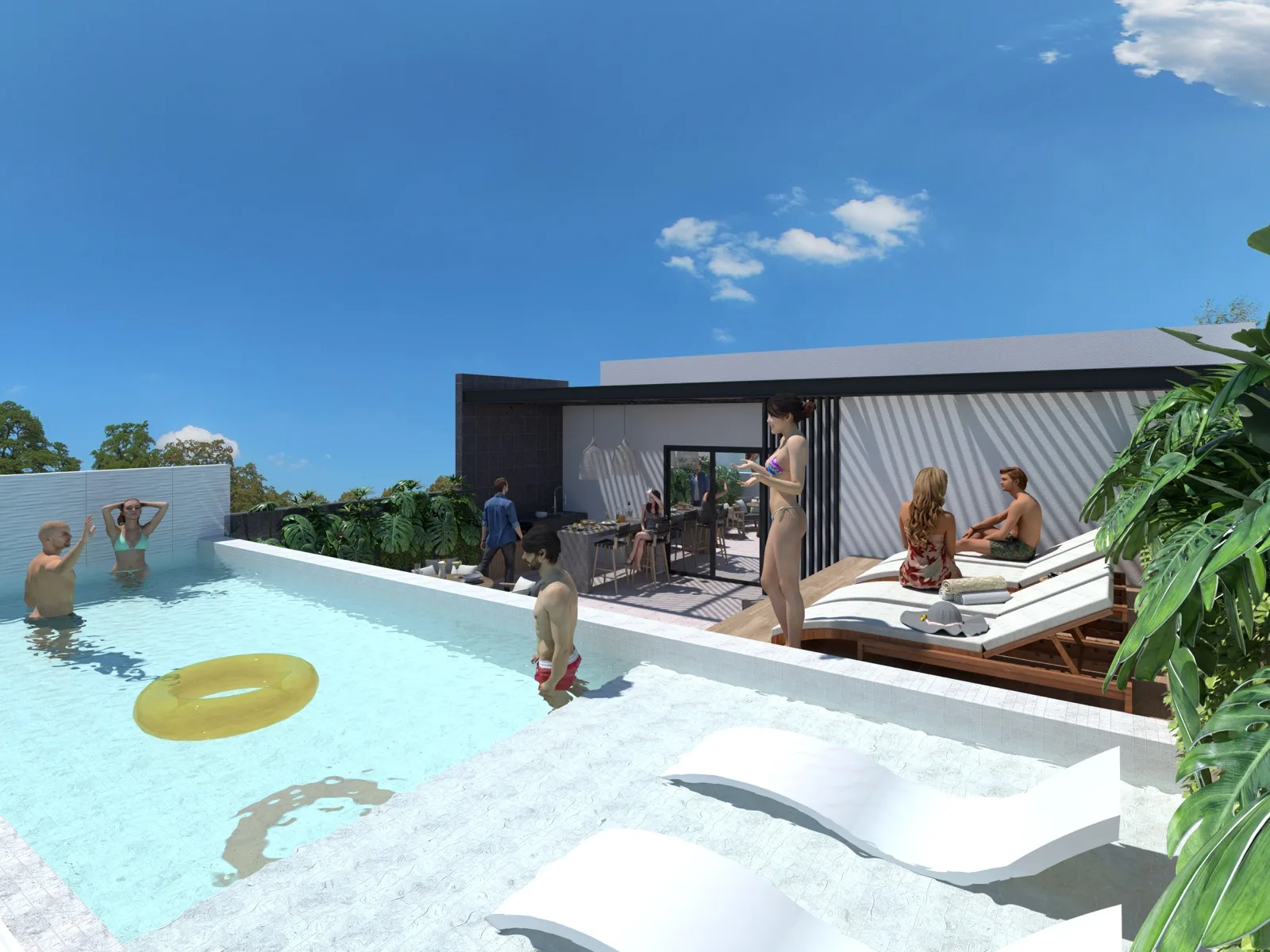 Studio with Balcony for Sale in Playa del Carmen | 750 m from the Beach | Rooftop Pool and Jacuzzi