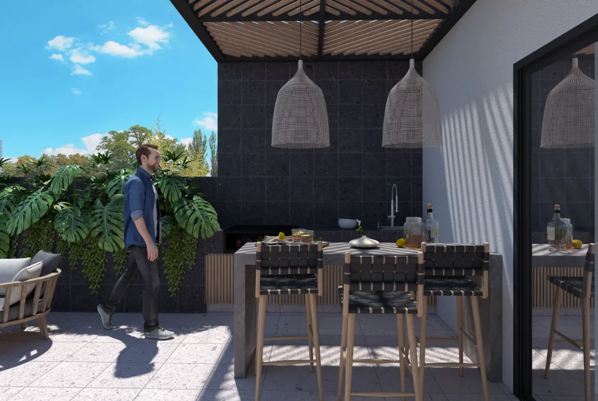 Studio with Balcony for Sale in Playa del Carmen | 750 m from the Beach | Rooftop Pool and Jacuzzi