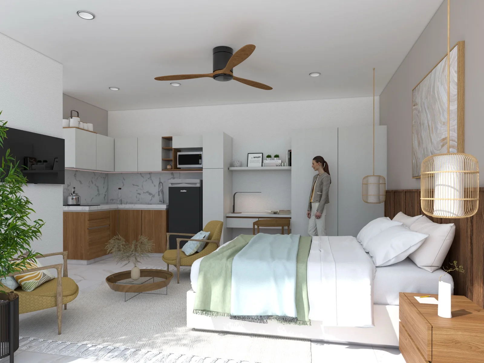 Studio with Balcony for Sale in Playa del Carmen | 750 m from the Beach | Rooftop Pool and Jacuzzi