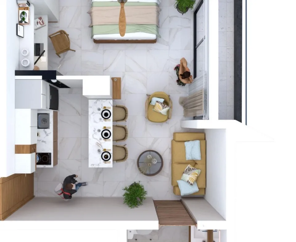 Studio with Balcony for Sale in Playa del Carmen | 750 m from the Beach | Rooftop Pool and Jacuzzi