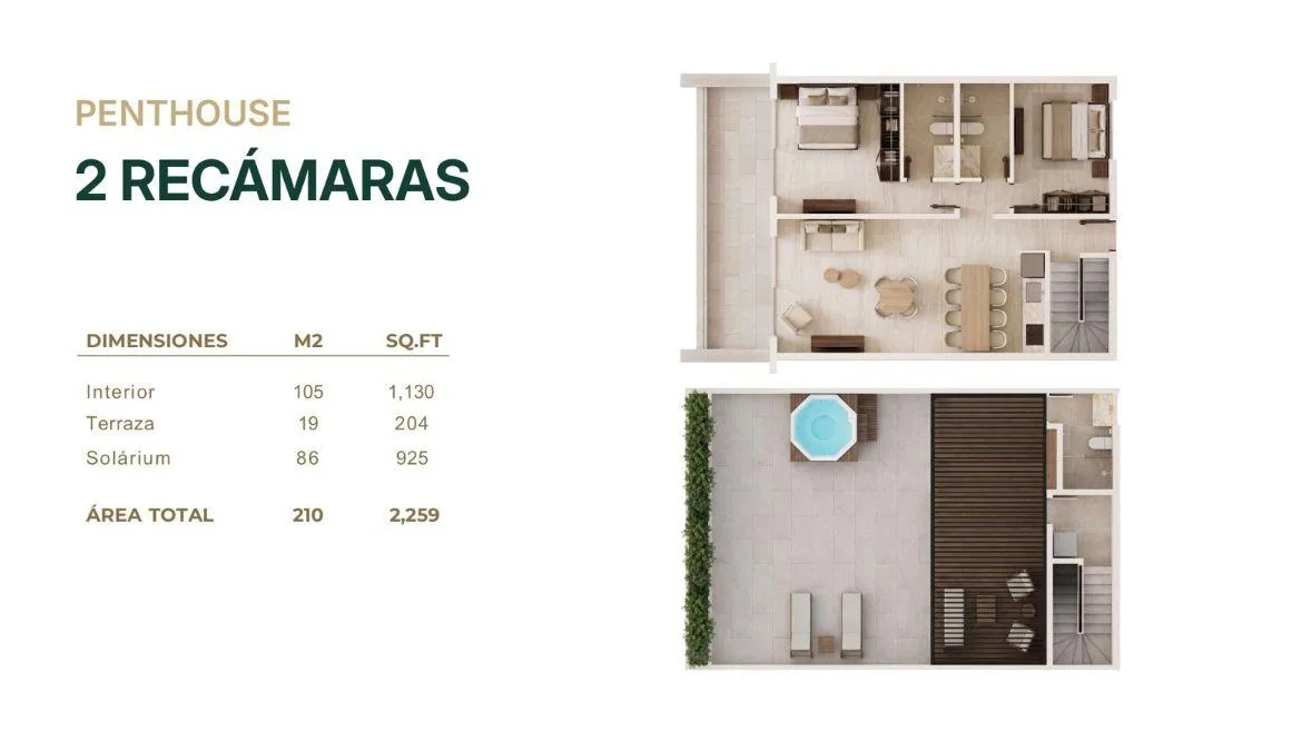 2-Bedroom Penthouse with Private Rooftop and Jacuzzi for Sale in Playa del Carmen | Beach Club